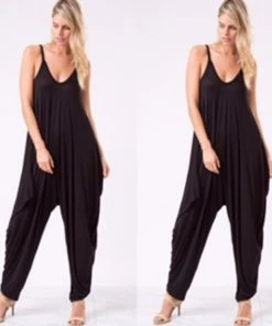 Social Butterfly Collection New Arrivals Black Scoop Neck Harem Jumpsuit