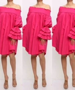 Social Butterfly Collection Pretty In Pink Ruffle Sleeve Dress Top