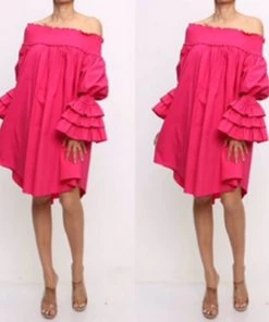 Social Butterfly Collection Pretty In Pink Ruffle Sleeve Dress Top