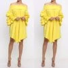 Social Butterfly Collection Bright Yellow Ruffle Sleeve Dress Top New Arrivals