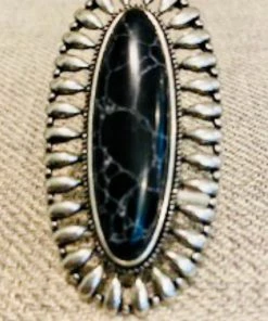 Social Butterfly Collection Oversized Black Stone Ring New Arrivals