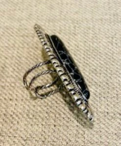 Social Butterfly Collection Oversized Black Stone Ring New Arrivals