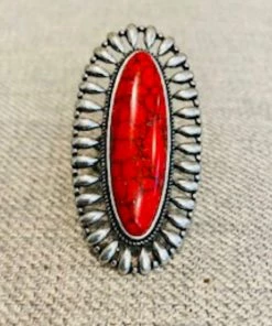 Social Butterfly Collection Oversized Red Stone Ring