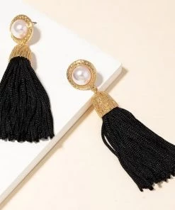 Social Butterfly Collection Black Fringe Tassel Earrings