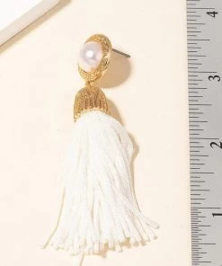 Social Butterfly Collection White Fringe Tassel Earrings New Arrivals