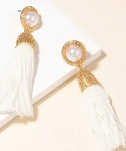 Social Butterfly Collection White Fringe Tassel Earrings New Arrivals