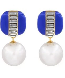 Social Butterfly Collection Black Or Royal Blue Pearl Drop Earrings New Arrivals