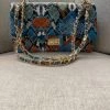 Social Butterfly Collection Blue Orange Snake Print Optional Strap Handbag