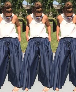 Social Butterfly Collection New Arrivals Denim Wide Leg Palazzo Pants