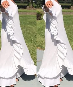 Social Butterfly Collection New Arrivals White Frill Ruffle Maxi Dress