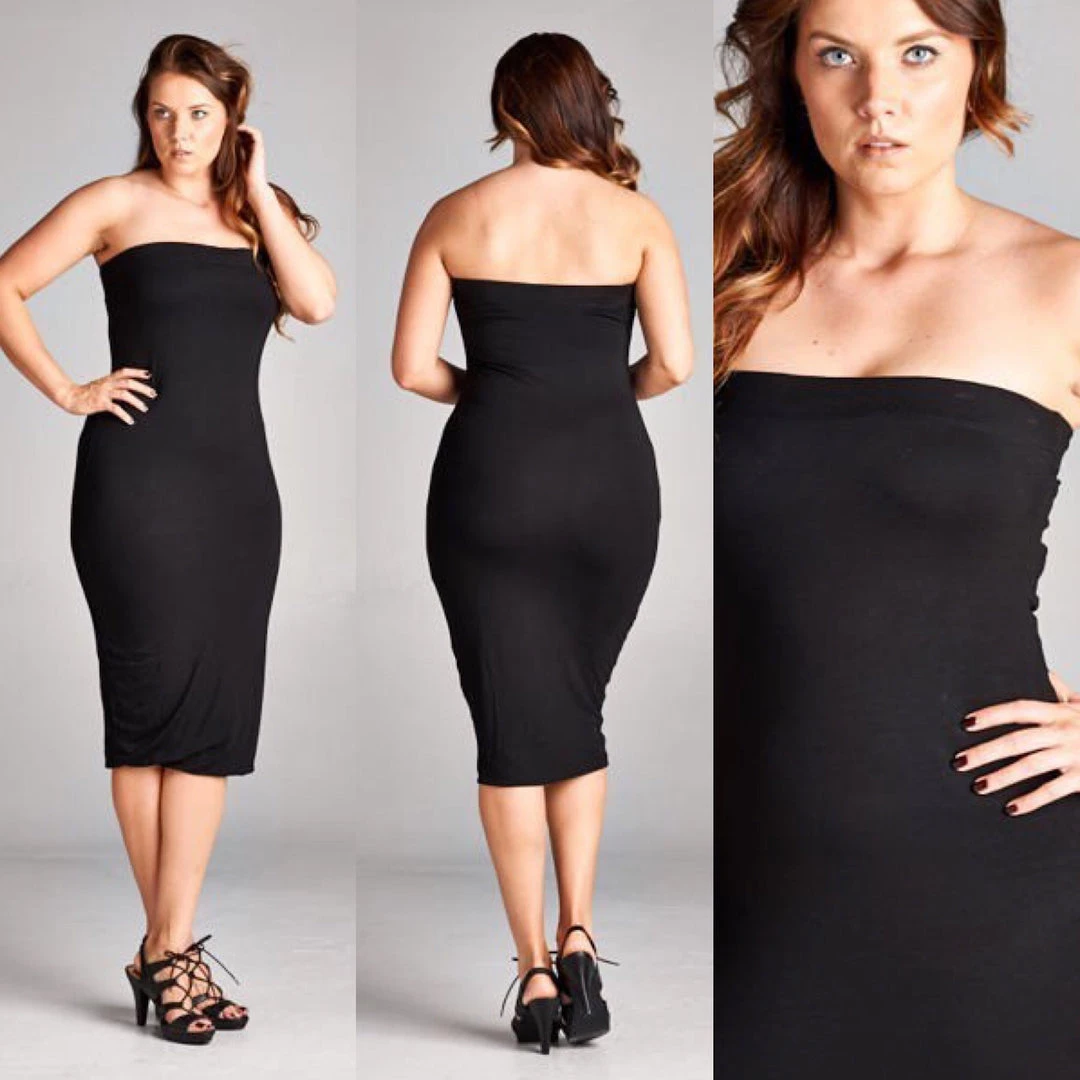 Social Butterfly Collection New Arrivals Black Plus Size Strapless Tube Top Dress 15 Social Butterfly Collection New Arrivals Black Plus Size Strapless Tube Top Dress