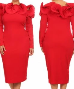 Social Butterfly Collection Dresses Regal Red Ruffle Neckline Dress 14 Social Butterfly Collection Dresses Regal Red Ruffle Neckline Dress