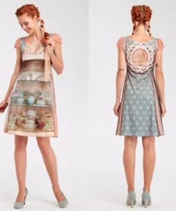 Social Butterfly Collection The Art Of Fashion Pink Teacup Motif Dress Top