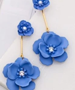 Social Butterfly Collection Blue Flower Earrings New Arrivals