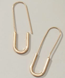 Social Butterfly Collection Sale Gold Safety Pin Detail Earrings