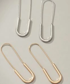 Social Butterfly Collection Sale Gold Safety Pin Detail Earrings