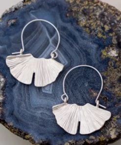 Social Butterfly Collection Silver Hammered Fan Hoop Earrings New Arrivals