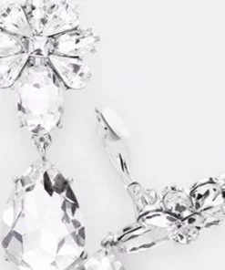 Social Butterfly Collection Clip On Crystal Flower Earrings