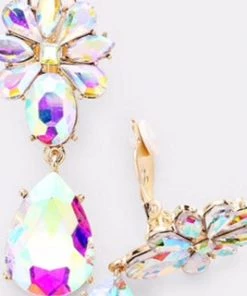 Social Butterfly Collection Clip On Crystal Flower Earrings