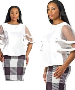 Social Butterfly Collection White Sheer Bell Sleeve Blouse