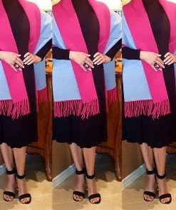 Social Butterfly Collection Sale Pink Gray Two Tone Reversible Sleeved Shawl