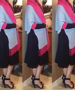 Social Butterfly Collection Sale Pink Gray Two Tone Reversible Sleeved Shawl