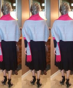 Social Butterfly Collection Sale Pink Gray Two Tone Reversible Sleeved Shawl