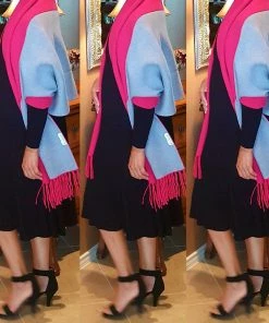 Social Butterfly Collection Sale Pink Gray Two Tone Reversible Sleeved Shawl