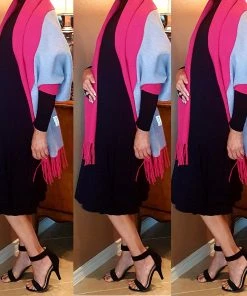 Social Butterfly Collection Sale Pink Gray Two Tone Reversible Sleeved Shawl