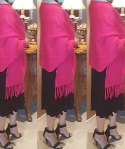 Social Butterfly Collection Sale Pink Gray Two Tone Reversible Sleeved Shawl