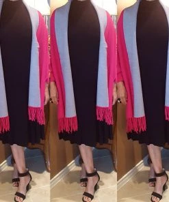 Social Butterfly Collection Sale Pink Gray Two Tone Reversible Sleeved Shawl