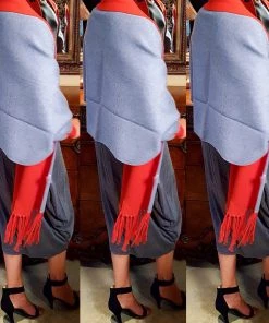 Social Butterfly Collection Orange Gray Two Tone Reversible Sleeved Shawl Sale