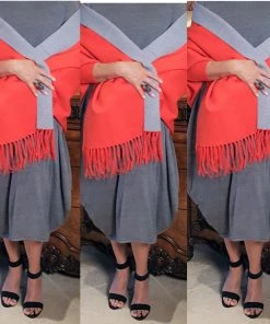 Social Butterfly Collection Orange Gray Two Tone Reversible Sleeved Shawl Sale