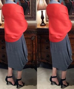 Social Butterfly Collection Orange Gray Two Tone Reversible Sleeved Shawl Sale