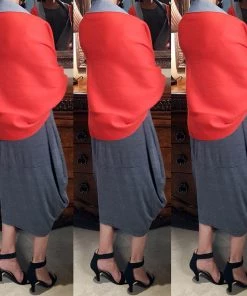 Social Butterfly Collection Orange Gray Two Tone Reversible Sleeved Shawl Sale