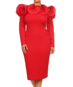 Social Butterfly Collection Dresses Regal Red Ruffle Neckline Dress 16 Social Butterfly Collection Dresses Regal Red Ruffle Neckline Dress