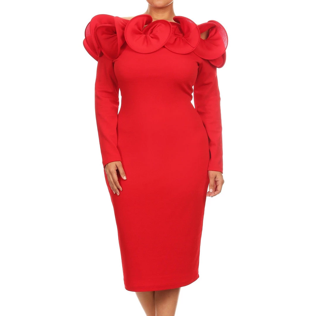 Social Butterfly Collection Dresses Regal Red Ruffle Neckline Dress 8 Social Butterfly Collection Dresses Regal Red Ruffle Neckline Dress