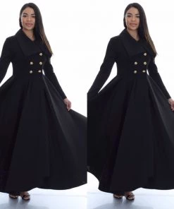 Social Butterfly Collection Beautiful Black Long Duster Coat Dress New Arrivals