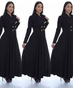 Social Butterfly Collection Beautiful Black Long Duster Coat Dress New Arrivals