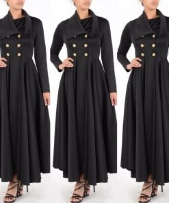 Social Butterfly Collection Beautiful Black Long Duster Coat Dress New Arrivals