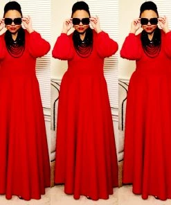 Social Butterfly Collection Really Red Necktie Maxi Dress