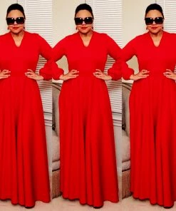 Social Butterfly Collection Really Red Necktie Maxi Dress