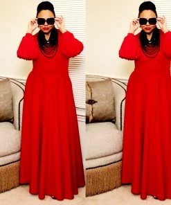 Social Butterfly Collection Really Red Necktie Maxi Dress