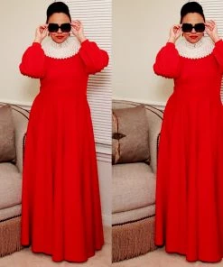 Social Butterfly Collection Really Red Necktie Maxi Dress