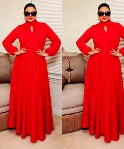 Social Butterfly Collection Really Red Necktie Maxi Dress