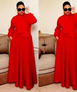 Social Butterfly Collection Really Red Necktie Maxi Dress