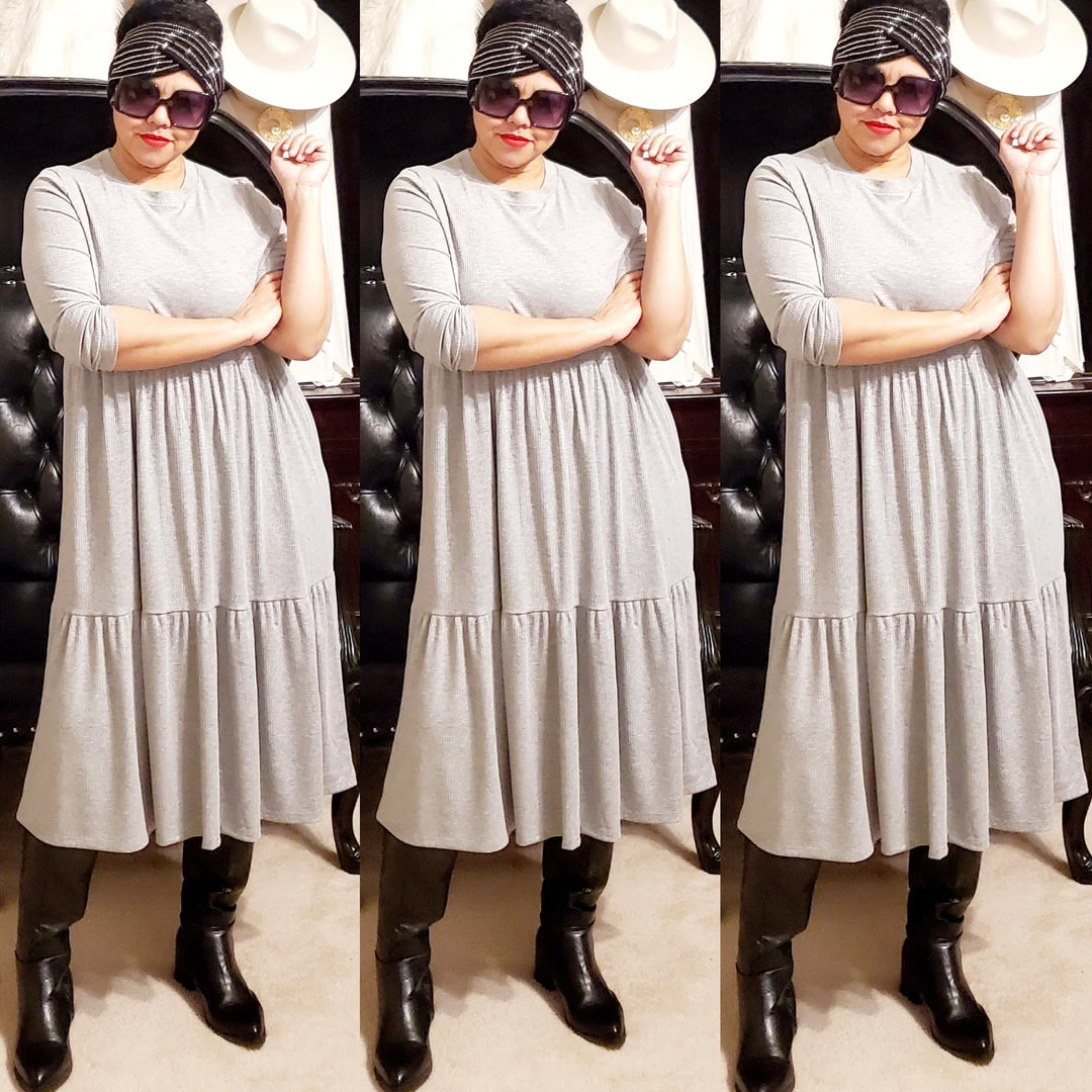 Social Butterfly Collection Grey Plus Size T-Shirt Baby Doll Style Dress 13 Social Butterfly Collection Grey Plus Size T-Shirt Baby Doll Style Dress