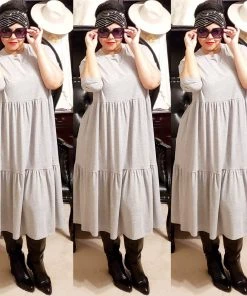 Social Butterfly Collection Grey Plus Size T-Shirt Baby Doll Style Dress 34 Social Butterfly Collection Grey Plus Size T-Shirt Baby Doll Style Dress