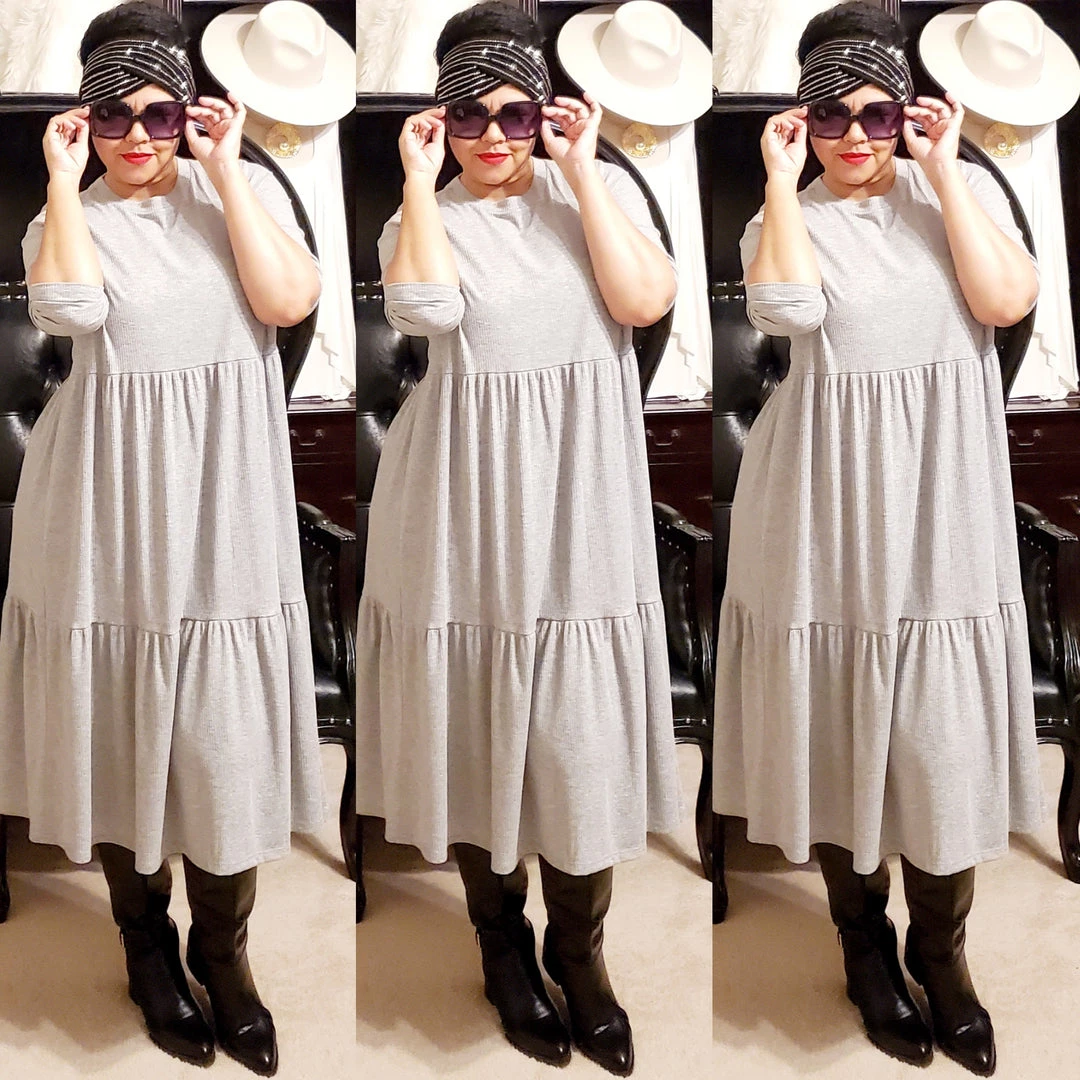 Social Butterfly Collection Grey Plus Size T-Shirt Baby Doll Style Dress 16 Social Butterfly Collection Grey Plus Size T-Shirt Baby Doll Style Dress