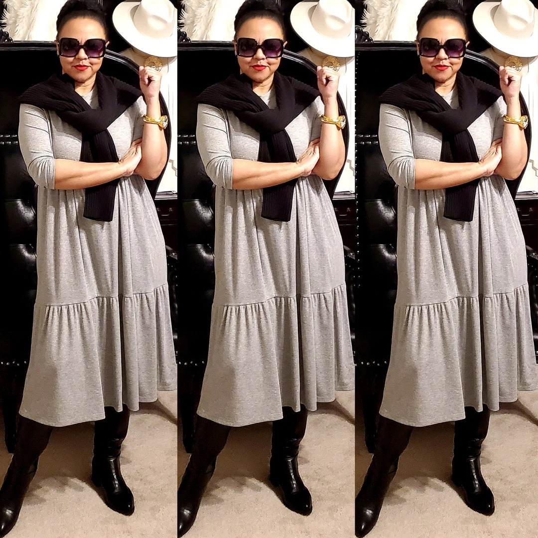 Social Butterfly Collection Grey Plus Size T-Shirt Baby Doll Style Dress 9 Social Butterfly Collection Grey Plus Size T-Shirt Baby Doll Style Dress